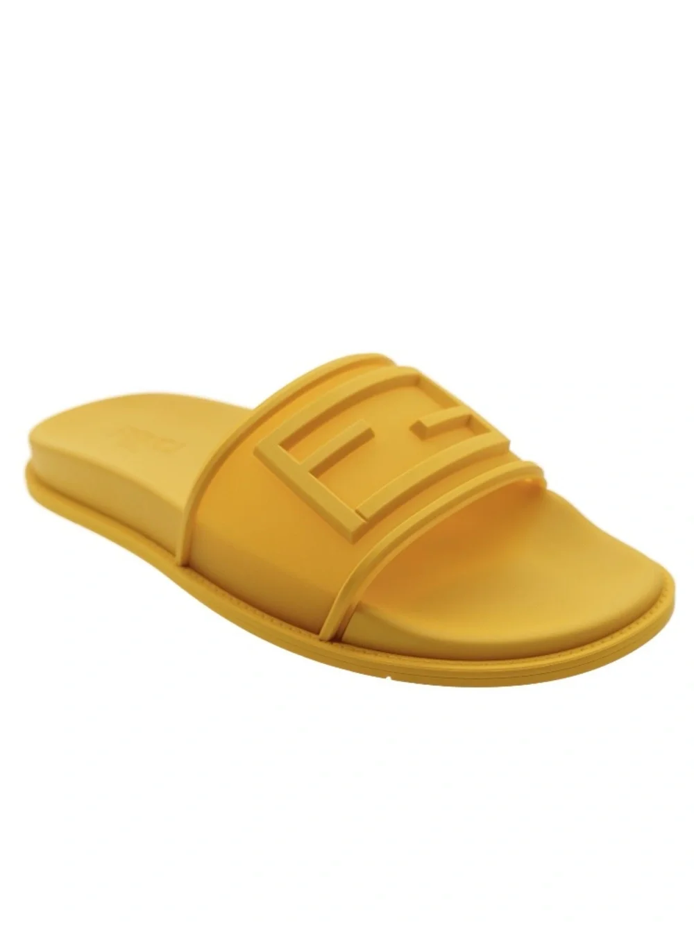 Fendi Slides FF Baguette Yellow Rubber Size 11 US New